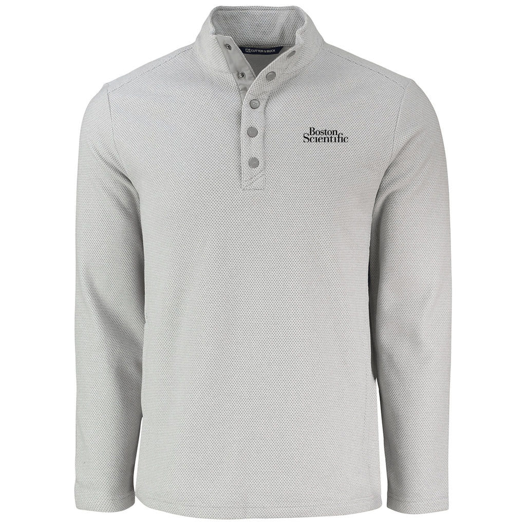 Cutter & Buck Men's Polished Hunts Point Eco Textured Fleece Recycled Snap Pullover