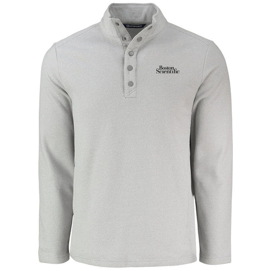 Cutter & Buck Men's Polished Hunts Point Eco Textured Fleece Recycled Snap Pullover
