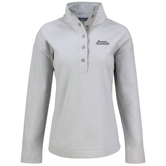 Cutter & Buck Women's Polished Hunts Point Eco Textured Fleece Recycled Snap Pullover