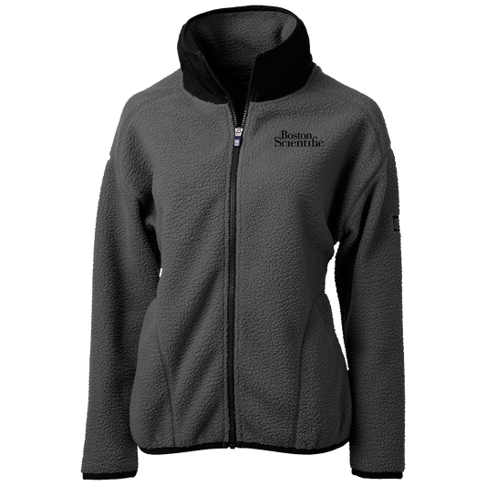 Cutter & Buck Women's Elemental Grey/Black Cascade Eco Sherpa Fleece Jacket