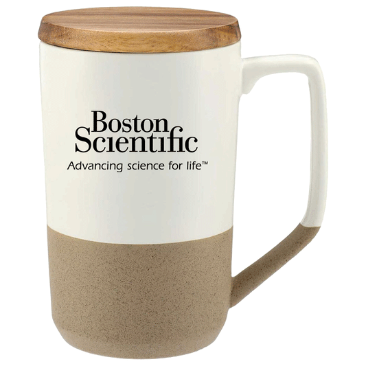 Leed's White Tahoe Tea & Coffee 16oz Ceramic Mug with Wood Lid