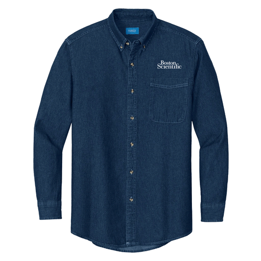 Port & Company Men's Ink Blue Long Sleeve Denim Shirt