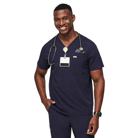 FIGS Men's Navy Leon Three-Pocket Scrub Top