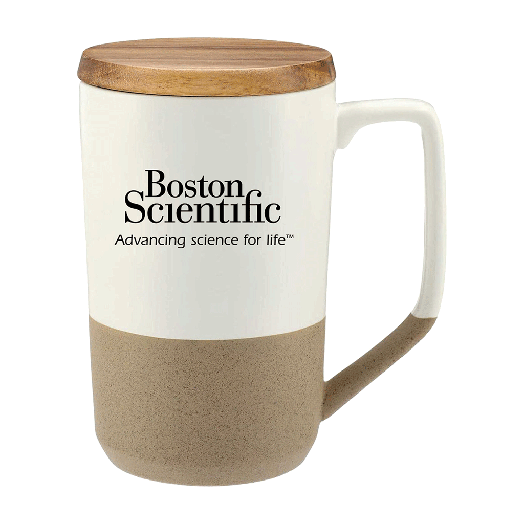 Leed's White Tahoe Tea & Coffee 16oz Ceramic Mug with Wood Lid