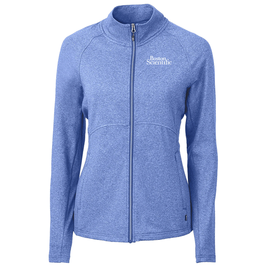 Cutter & Buck Women's Tour Blue Heather Adapt Eco Knit Heather Recycled Full Zip